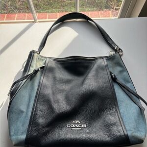 Coach Two-Tone Denim & Blue Shoulder Bag